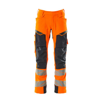 Mascot Accelerate Safe Trousers With Kneepad PocketsHi-Vis Orange/dark Navy   (34.5) (Leg LengthShort) from B&Q