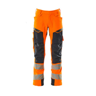 Mascot Accelerate Safe Trousers With Kneepad PocketsHi-Vis Orange/dark Navy   (36.5) (Leg LengthShort) from B&Q
