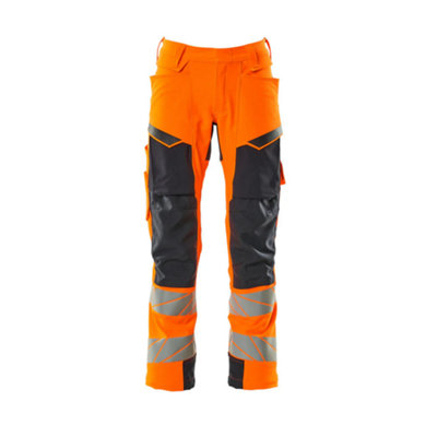 Mascot Accelerate Safe Trousers With Kneepad PocketsHi-Vis Orange/dark Navy   (38.5) (Leg LengthShort) from B&Q