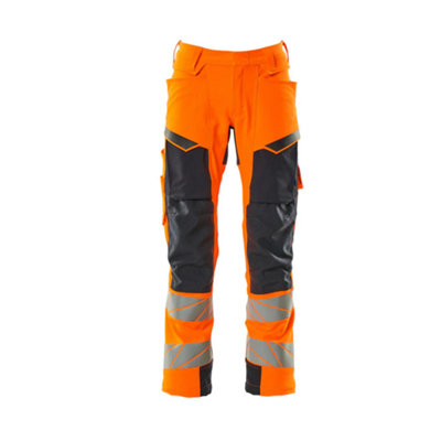 Mascot Accelerate Safe Trousers With Kneepad PocketsHi-Vis Orange/dark Navy   (40.5) (Leg LengthShort) from B&Q