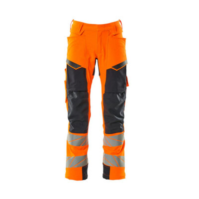 Mascot Accelerate Safe Trousers With Kneepad PocketsHi-Vis Orange/dark Navy   (35.5) (Leg LengthRegular) from B&Q