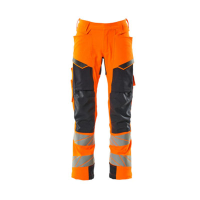 Mascot Accelerate Safe Trousers With Kneepad PocketsHi-Vis Orange/dark Navy   (33.5) (Leg LengthLong) from B&Q