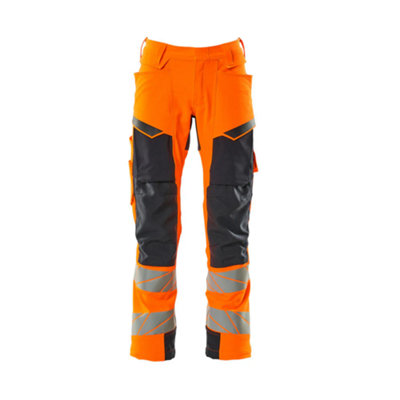 Mascot Accelerate Safe Trousers With Kneepad PocketsHi-Vis Orange/dark Navy   (35.5) (Leg LengthLong) from B&Q
