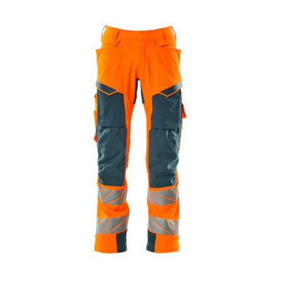 Mascot Accelerate Safe Trousers With Kneepad PocketsHi-Vis Orange/dark Petroleum   (40.5) (Leg LengthShort) from B&Q