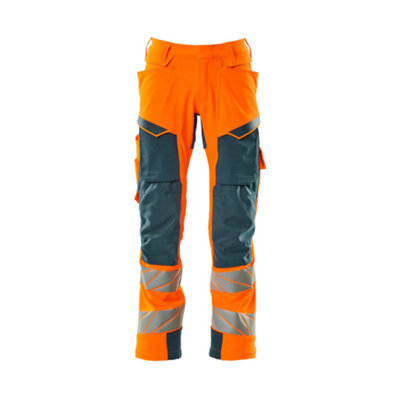 Mascot Accelerate Safe Trousers With Kneepad PocketsHi-Vis Orange/dark Petroleum   (34.5) (Leg LengthRegular) from B&Q