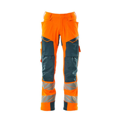 Mascot Accelerate Safe Trousers With Kneepad PocketsHi-Vis Orange/dark Petroleum   (31.5) (Leg LengthLong) from B&Q