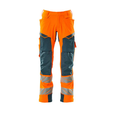 Mascot Accelerate Safe Trousers With Kneepad PocketsHi-Vis Orange/dark Petroleum   (34.5) (Leg LengthLong) from B&Q