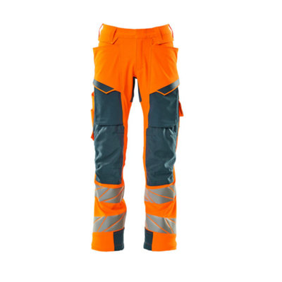 Mascot Accelerate Safe Trousers With Kneepad PocketsHi-Vis Orange/dark Petroleum   (40.5) (Leg LengthLong) from B&Q