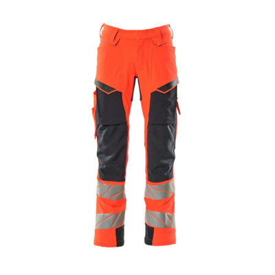 Mascot Accelerate Safe Trousers With Kneepad PocketsHi-Vis Red/dark Navy   (42.5) (Leg LengthShort) from B&Q