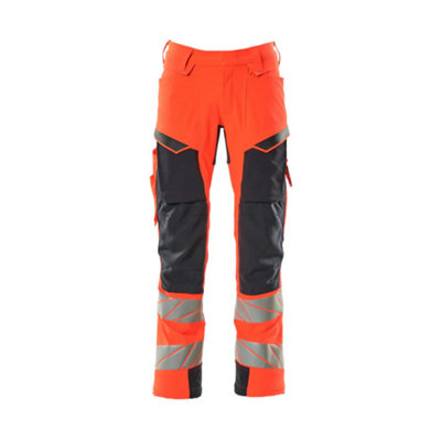 Mascot Accelerate Safe Trousers With Kneepad PocketsHi-Vis Red/dark Navy   (29.5) (Leg LengthRegular) from B&Q