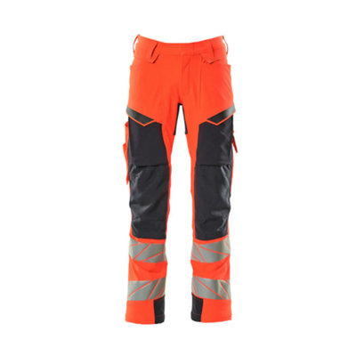 Mascot Accelerate Safe Trousers With Kneepad PocketsHi-Vis Red/dark Navy   (31.5) (Leg LengthRegular) from B&Q