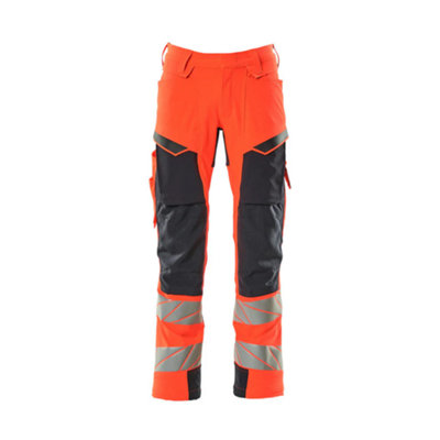 Mascot Accelerate Safe Trousers With Kneepad PocketsHi-Vis Red/dark Navy   (35.5) (Leg LengthRegular) from B&Q