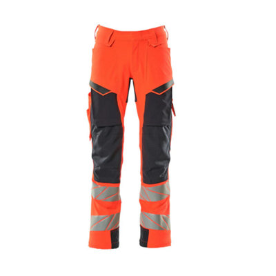 Mascot Accelerate Safe Trousers With Kneepad PocketsHi-Vis Red/dark Navy   (33.5) (Leg LengthLong) from B&Q