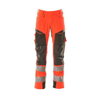 Mascot Accelerate Safe Trousers With Kneepad PocketsHi-Vis Red/dark Anthracite   (32.5) (Leg LengthShort) from B&Q