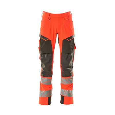 Mascot Accelerate Safe Trousers With Kneepad PocketsHi-Vis Red/dark Anthracite   (40.5) (Leg LengthShort) from B&Q