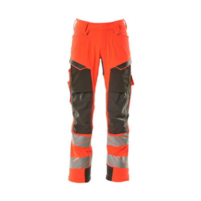 Mascot Accelerate Safe Trousers With Kneepad PocketsHi-Vis Red/dark Anthracite   (28.5) (Leg LengthRegular) from B&Q