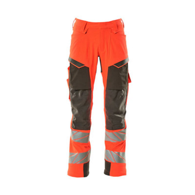Mascot Accelerate Safe Trousers With Kneepad PocketsHi-Vis Red/dark Anthracite   (31.5) (Leg LengthRegular) from B&Q