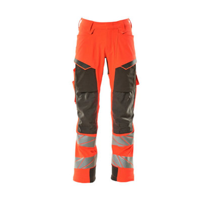 Mascot Accelerate Safe Trousers With Kneepad PocketsHi-Vis Red/dark Anthracite   (46.5) (Leg LengthRegular) from B&Q