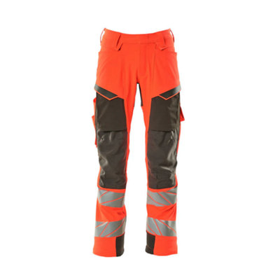 Mascot Accelerate Safe Trousers With Kneepad PocketsHi-Vis Red/dark Anthracite   (30.5) (Leg LengthLong) from B&Q
