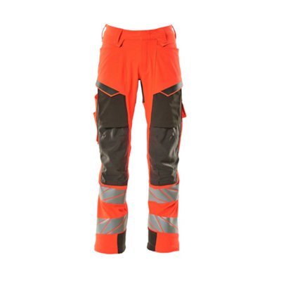 Mascot Accelerate Safe Trousers With Kneepad PocketsHi-Vis Red/dark Anthracite   (32.5) (Leg LengthLong) from B&Q