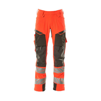Mascot Accelerate Safe Trousers With Kneepad PocketsHi-Vis Red/dark Anthracite   (33.5) (Leg LengthLong) from B&Q