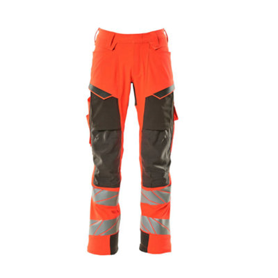 Mascot Accelerate Safe Trousers With Kneepad PocketsHi-Vis Red/dark Anthracite   (42.5) (Leg LengthLong) from B&Q