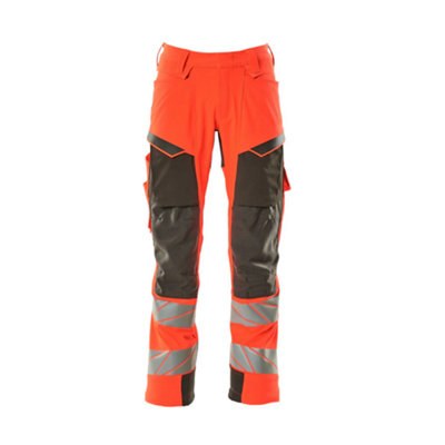 Mascot Accelerate Safe Trousers With Kneepad PocketsHi-Vis Red/dark Anthracite   (46.5) (Leg LengthLong) from B&Q