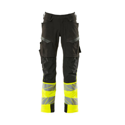 Mascot Accelerate Safe Trousers With Kneepad PocketsBlack/hi-Vis Yellow   (40.5) (Leg LengthLong) from B&Q
