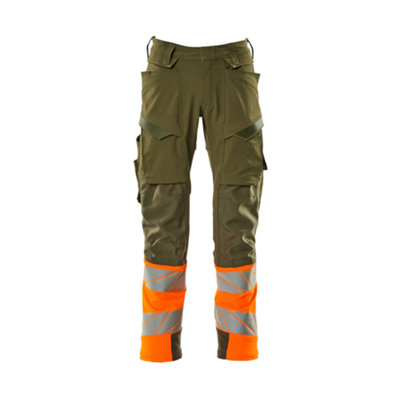 Mascot Accelerate Safe Trousers With Kneepad PocketsMoss Green/orange   (36.5) (Leg LengthShort) from B&Q
