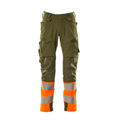 Mascot Accelerate Safe Trousers With Kneepad PocketsMoss Green/orange   (38.5) (Leg LengthShort) from B&Q