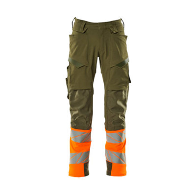 Mascot Accelerate Safe Trousers With Kneepad PocketsMoss Green/orange   (28.5) (Leg LengthRegular) from B&Q