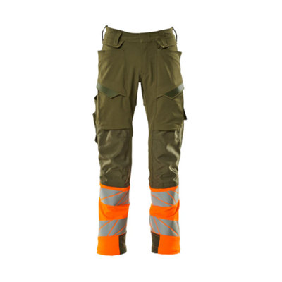 Mascot Accelerate Safe Trousers With Kneepad PocketsMoss Green/orange   (33.5) (Leg LengthRegular) from B&Q