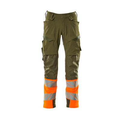 Mascot Accelerate Safe Trousers With Kneepad PocketsMoss Green/orange   (44.5) (Leg LengthRegular) from B&Q