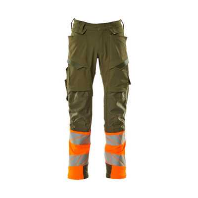Mascot Accelerate Safe Trousers With Kneepad PocketsMoss Green/orange   (50.5) (Leg LengthRegular) from B&Q