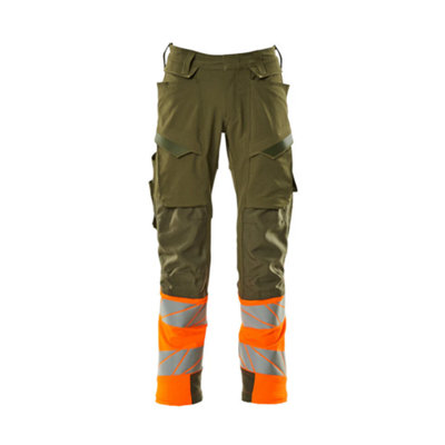 Mascot Accelerate Safe Trousers With Kneepad PocketsMoss Green/orange  (44.5) (Leg LengthLong) from B&Q
