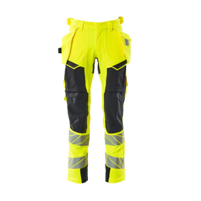 Mascot Accelerate Safe Trousers With Holster PocketsHi-Vis Yellow/dark Navy   (30.5) (Leg LengthShort) from B&Q