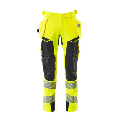 Mascot Accelerate Safe Trousers With Holster PocketsHi-Vis Yellow/dark Navy   (32.5) (Leg LengthShort) from B&Q