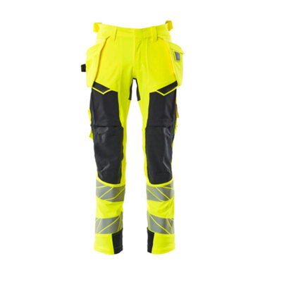 Mascot Accelerate Safe Trousers With Holster PocketsHi-Vis Yellow/dark Navy   (38.5) (Leg LengthRegular) from B&Q