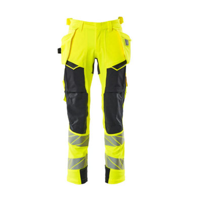 Mascot Accelerate Safe Trousers With Holster PocketsHi-Vis Yellow/dark Navy   (40.5) (Leg LengthRegular) from B&Q
