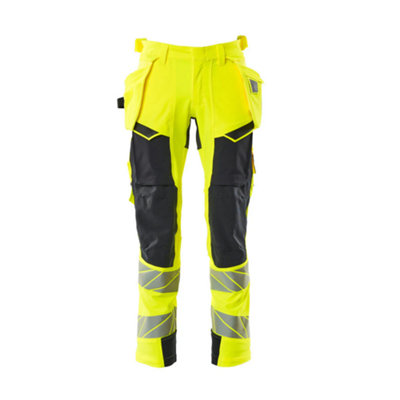 Mascot Accelerate Safe Trousers With Holster PocketsHi-Vis Yellow/dark Navy   (46.5) (Leg LengthRegular) from B&Q