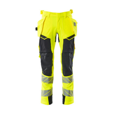 Mascot Accelerate Safe Trousers With Holster PocketsHi-Vis Yellow/dark Navy   (33.5) (Leg LengthLong) from B&Q