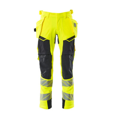 Mascot Accelerate Safe Trousers With Holster PocketsHi-Vis Yellow/dark Navy   (34.5) (Leg LengthLong) from B&Q