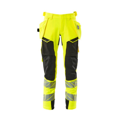 Mascot Accelerate Safe Trousers With Holster PocketsHi-Vis Yellow/black   (30.5) (Leg LengthShort) from B&Q