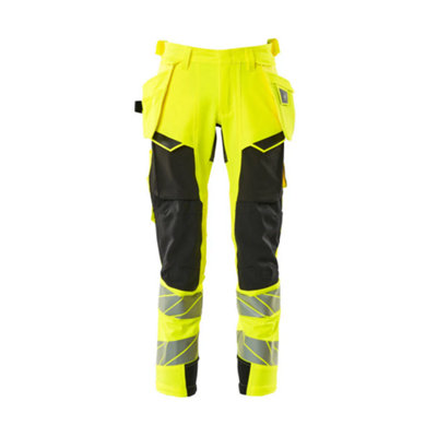 Mascot Accelerate Safe Trousers With Holster PocketsHi-Vis Yellow/black   (32.5) (Leg LengthShort) from B&Q