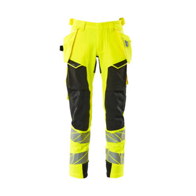 Mascot Accelerate Safe Trousers With Holster PocketsHi-Vis Yellow/black   (33.5) (Leg LengthShort) from B&Q