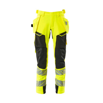 Mascot Accelerate Safe Trousers With Holster PocketsHi-Vis Yellow/black   (34.5) (Leg LengthShort) from B&Q