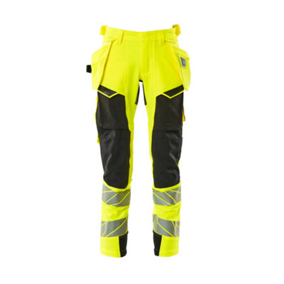 Mascot Accelerate Safe Trousers With Holster PocketsHi-Vis Yellow/black   (32.5) (Leg LengthLong) from B&Q