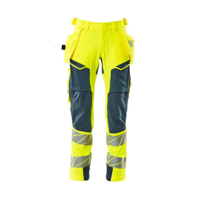 Mascot Accelerate Safe Trousers With Holster PocketsHi-Vis Yellow/dark Petroleum   (29.5) (Leg LengthRegular) from B&Q