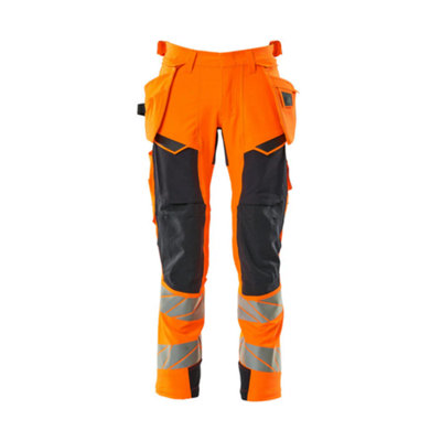 Mascot Accelerate Safe Trousers With Holster PocketsHi-Vis Orange/dark Navy   (34.5) (Leg LengthShort) from B&Q