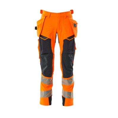 Mascot Accelerate Safe Trousers With Holster PocketsHi-Vis Orange/dark Navy   (46.5) (Leg LengthRegular) from B&Q